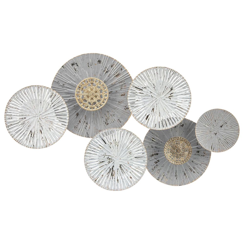 Sagebrook Home 14.8" x 26" 6-Disc Metal Wall Decor in Gray, , large