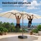 HOMLUX 15" Double-Sided Outdoor Market Umbrella with Sandbag Base and White LED Beads in White, , large
