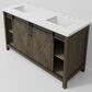 Lexora Home Marsyas 60" Double Bathroom Vanity in Rustic Brown with White Quartz Top and Rectangular Sinks, , large
