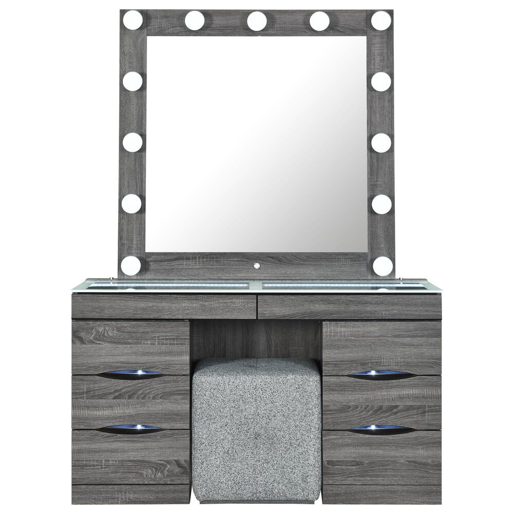 Modern Market Lexi Vanity Set with Stool in Grey, , large