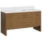 James Martin Hudson 60" Single Bathroom Vanity in Honey Oak with Single Hole 3 cm White Zeus Silestone Top and Rectangular Sink, , large