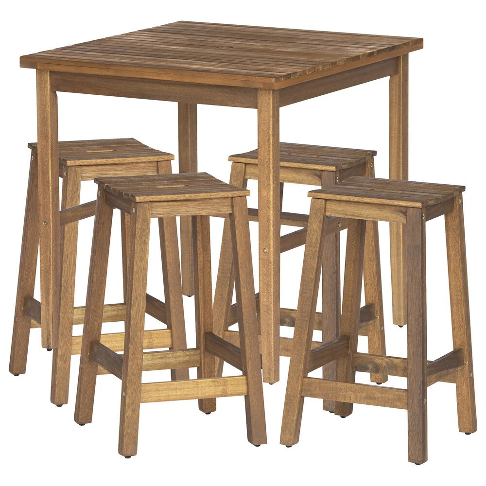 Carolina Chair and Table Fontana 5-Piece Patio Counter Height Dining Set in Oil, , large