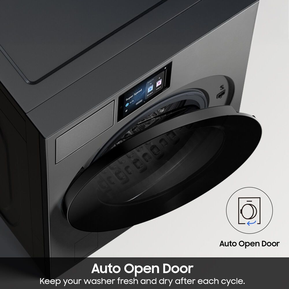 SAMSUNG Bespoke 5.3 Cu. Ft. Front Load Washer and 7.6 Cu. Ft. Front Load Gas Dryer in Dark Steel, , large