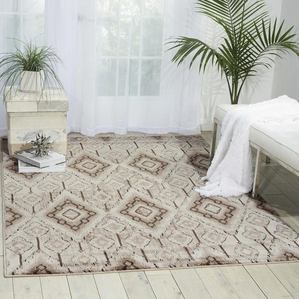 Nourison Karma KRM02 9"3" x 12"9" Beige Area Rug, , large