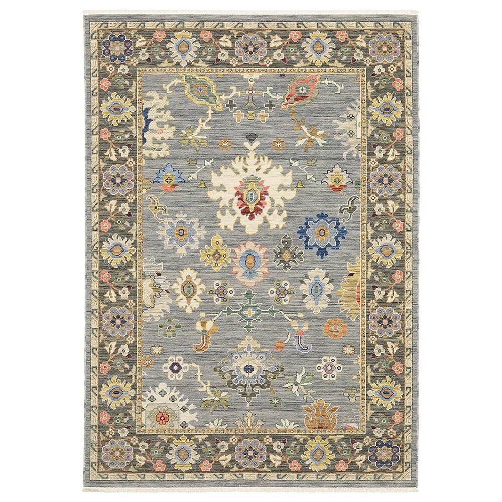 Oriental Weavers Lucca Floral Border 9"10" x 12"10" Blue Area Rug, , large