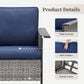 Sunwell Garden 5-Piece Patio Chat Set with Two Stationary Chairs in Navy, , large