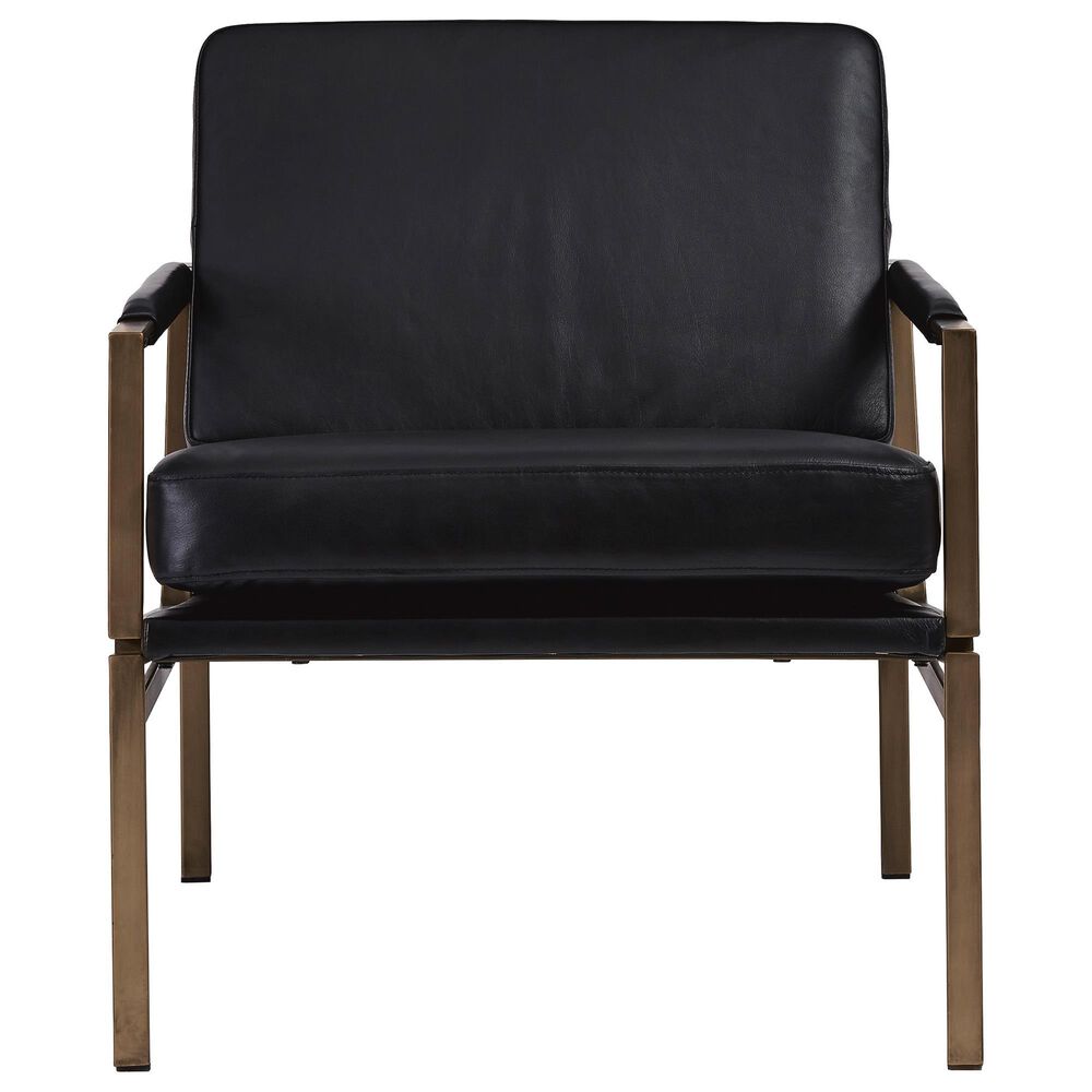 Ashley Puckman Leather Accent Chair in Black, , large