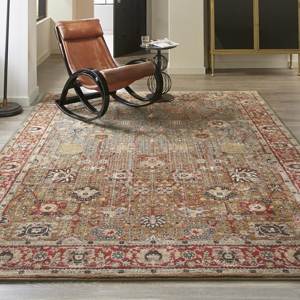 Karastan Spice Market Myanmar 90668-50123 9&#39;6&quot; x 12&#39;11&quot; Aqua Area Rug, , large