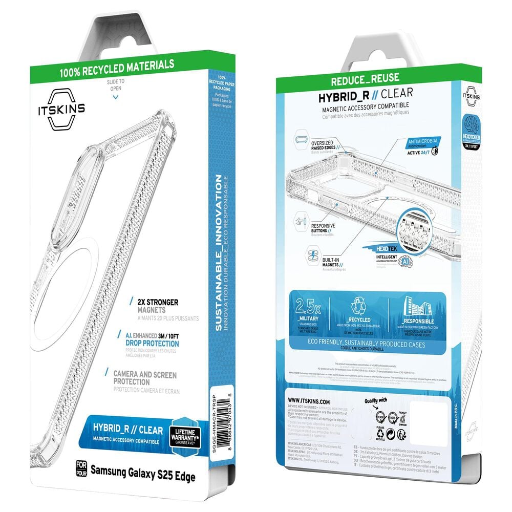 ITSkins Hybrid R Clear MagSafe Case for Samsung Galaxy S25 Edge in Clear, , large