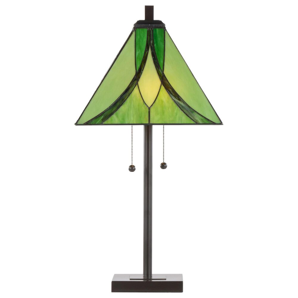 LumiSource Ren Table Lamp with Green Glass Shade in Oil Rubbed Bronze, , large