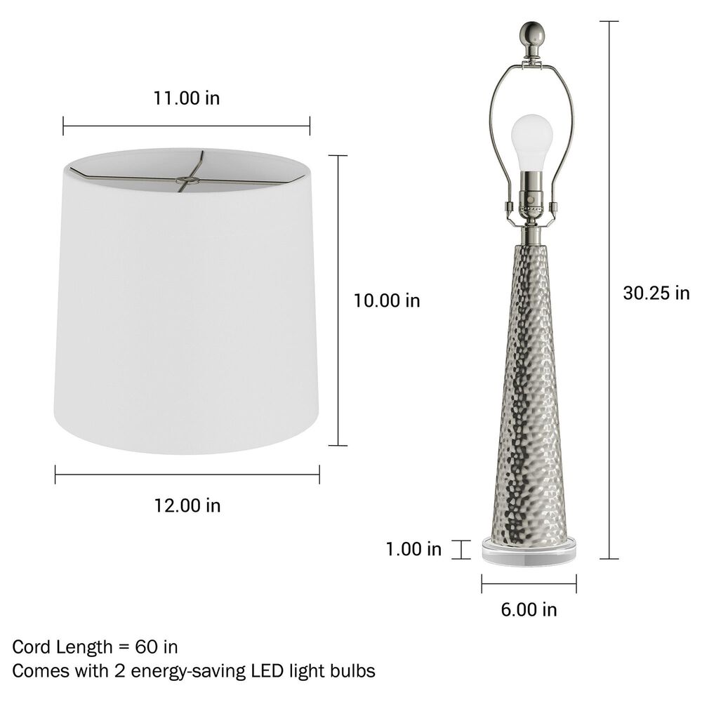 Timberlake Hammered Glass Table Lamp in Metallic Silver (Set of 2), , large