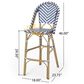 Hearth and Haven Outdoor Wicker French Barstool with Brown Aluminum Frame in Navy Blue (Set of 2), , large