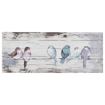 Hampton Park Perched Birds 12" x 30" Wall Decor in White and Gray, , large