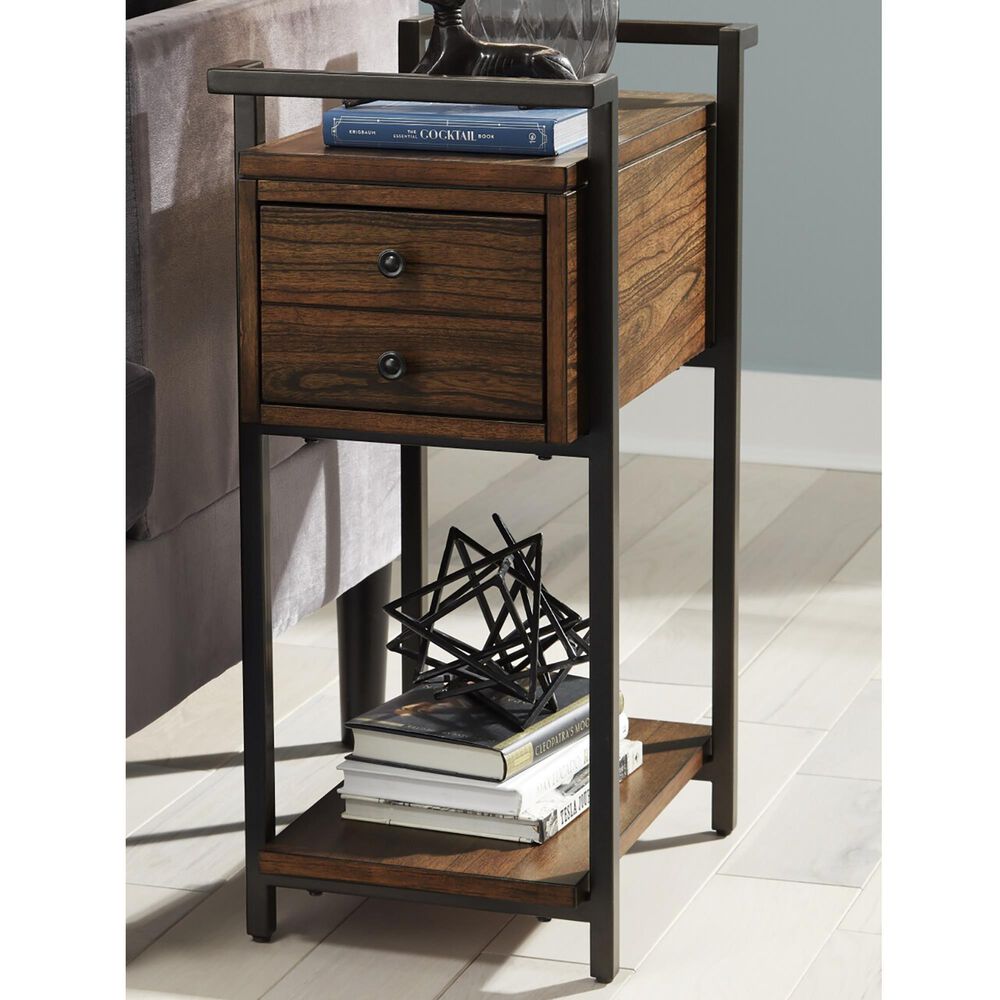 Null Chairside Table in Brown Cherry and Antique Brass, , large