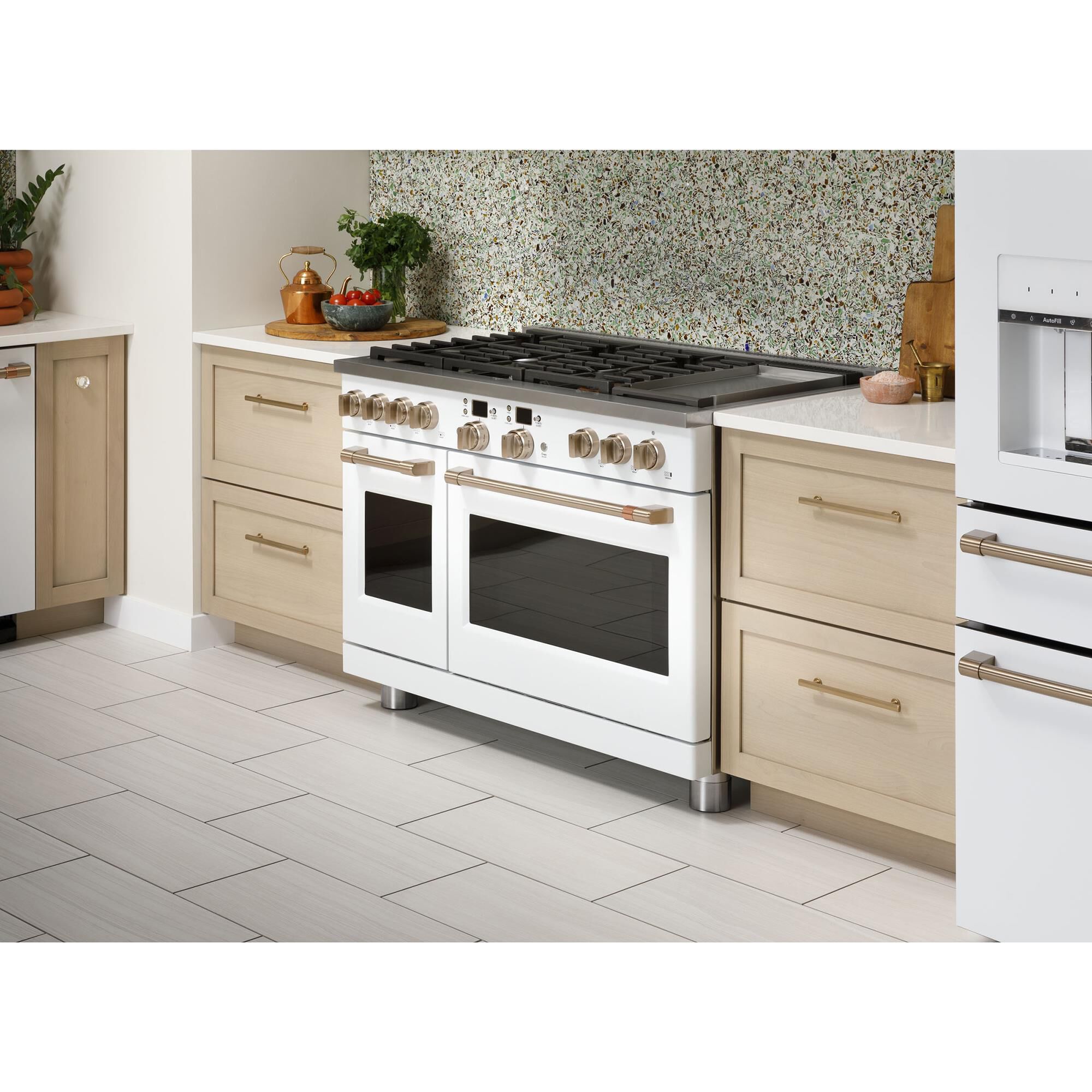 White and copper top appliances
