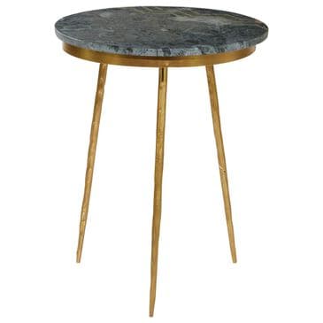 Maple and Jade Accent End Table with Metal Tripod Legs and Zig-Zag Detail in Matte Green and Satin Gold, , large