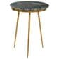Maple and Jade Accent End Table with Metal Tripod Legs and Zig-Zag Detail in Matte Green and Satin Gold, , large
