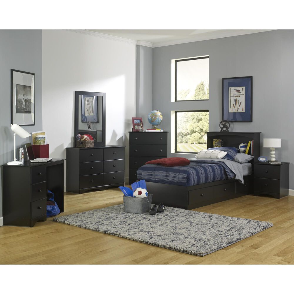 Lemoore Essential Twin Bookcase Headboard in Black, , large