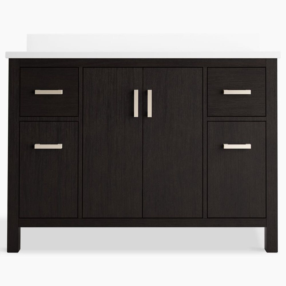 Kohler Kresla 48" Single Bathroom Vanity in Carbon Oak with 3 cm White Quartz Top and Rectangular Sink, , large