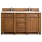 James Martin Vanities Bristol 60" Double Bathroom Vanity in Saddle Brown with 3 cm Eternal Marfil Quartz Top and Rectangular Sinks, , large