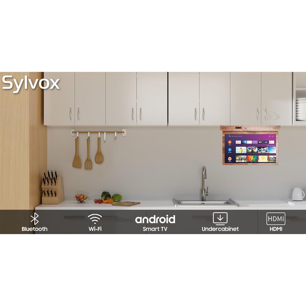 Sylvox 15.6" Smart Under TV for Kitchen in Wood Grain Shop NFM