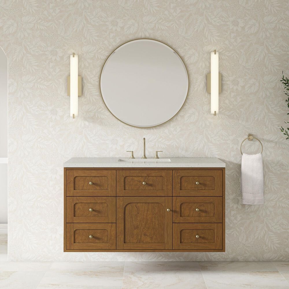 James Martin Laurent 48" Single Bathroom Vanity in Honey Oak with 3 cm Lime Delight Silestone Top and Rectangular Sink, , large