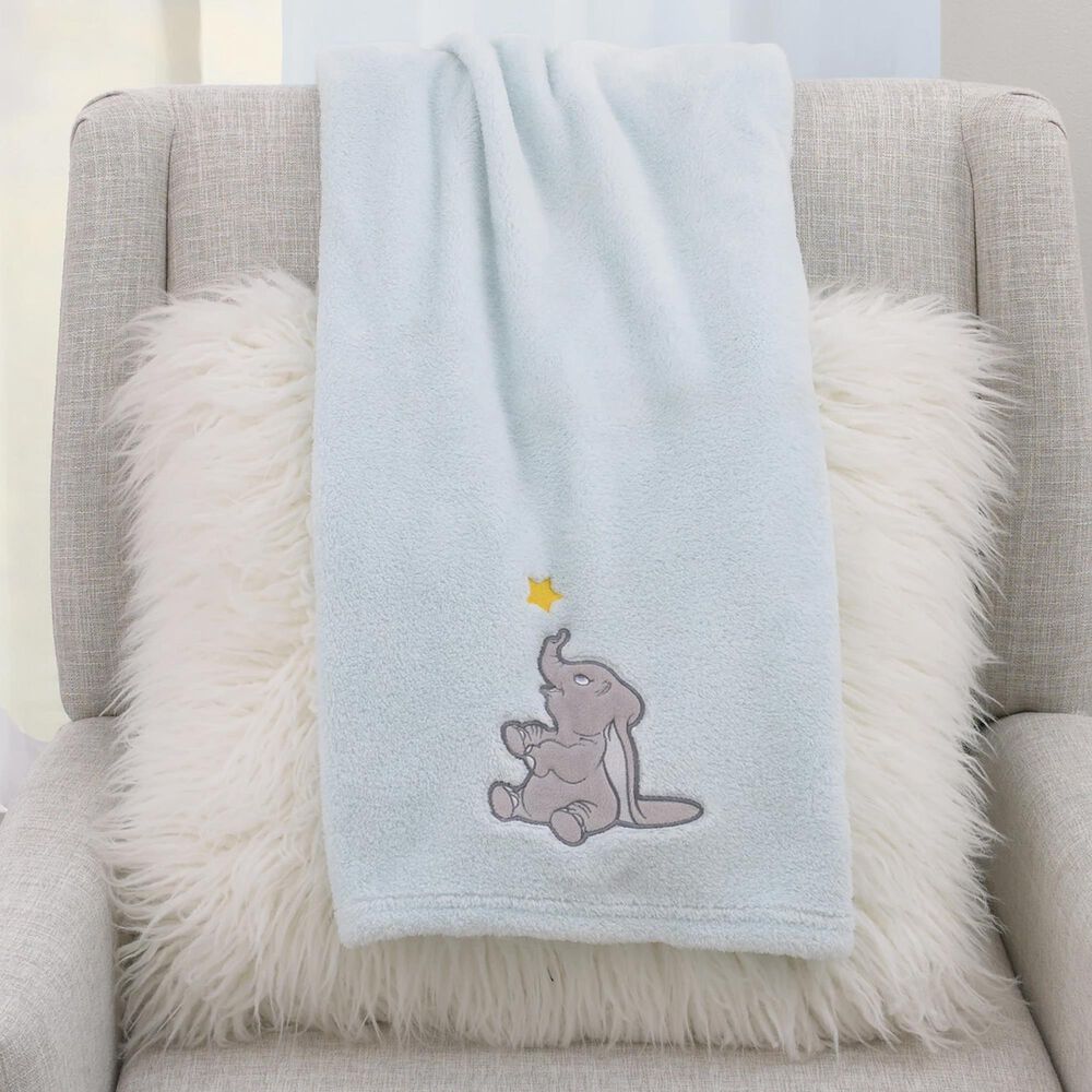 Crown Crafts Blue Blanket with Elephant, , large