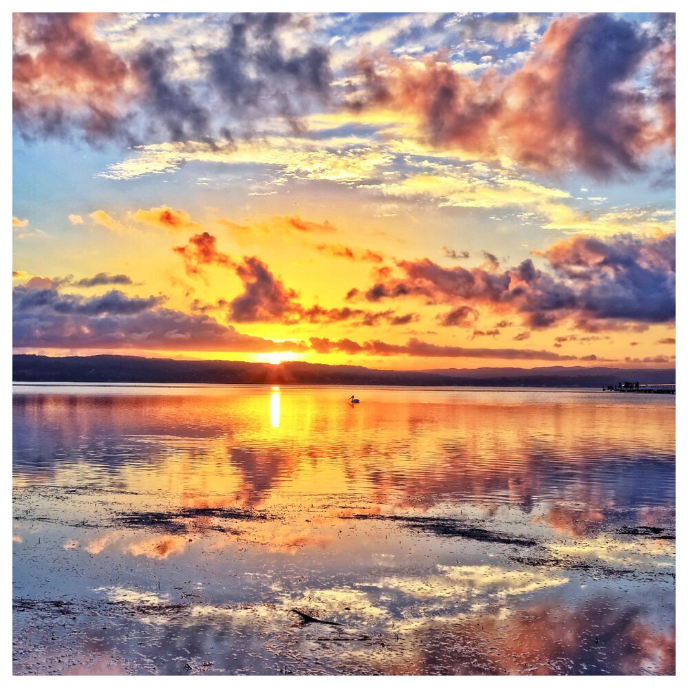 Timberlake Beata Czyzowska &#39;Sunset In A Square&#39; 18&quot; x 18&quot; Canvas Art in Tan/Grey/Pink/Brown/White, , large