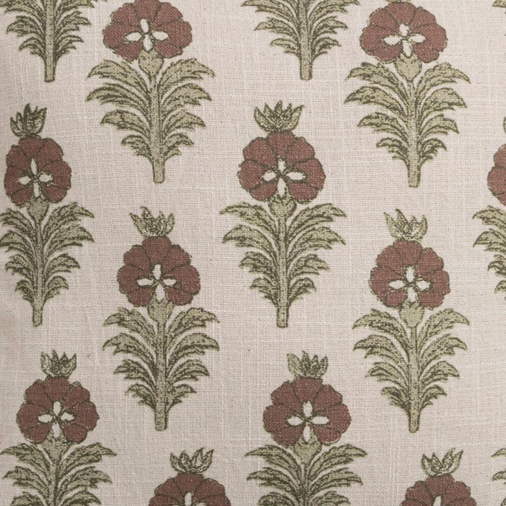 Creative Coop Cozy 18" Square Floral Throw Pillow with Mustard Velvet Ruffle in Olive Green, Deep Brown and Ivory, , large