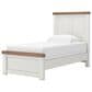 Ashley Rustic Twin Panel Bed in White and Brown, , large