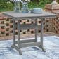 Ashley Sanctuary Beach Outdoor Counter Height Table with Umbrella Option in Dark Gray - Table Only, , large