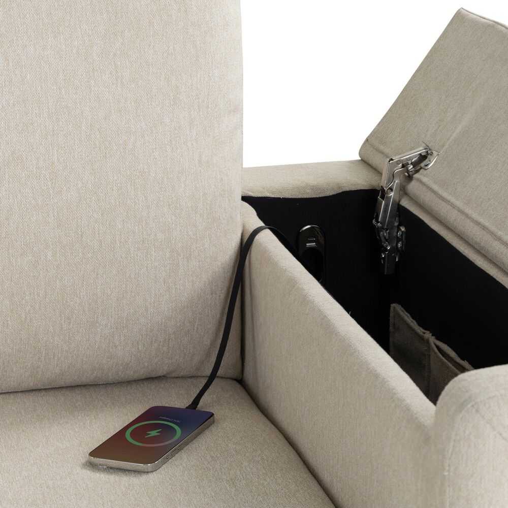 Lifestyle Solutions Riles Stationary Storage Sofa in Beige, , large
