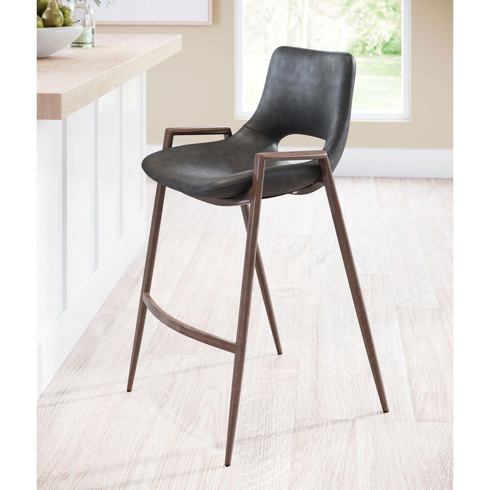 Zuo Modern Desi Counter Chair in Black/Dark Brown &#40;Set of 2&#41;, , large