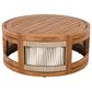Hearth and Haven Outdoor Round Acacia Wood Coffee Table with Handwoven Rope Accents in Natural, , large