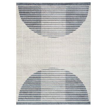 Nourison Astra Machine Washable ASW03 6"7" x 9" Ivory and Blue Area Rug, , large