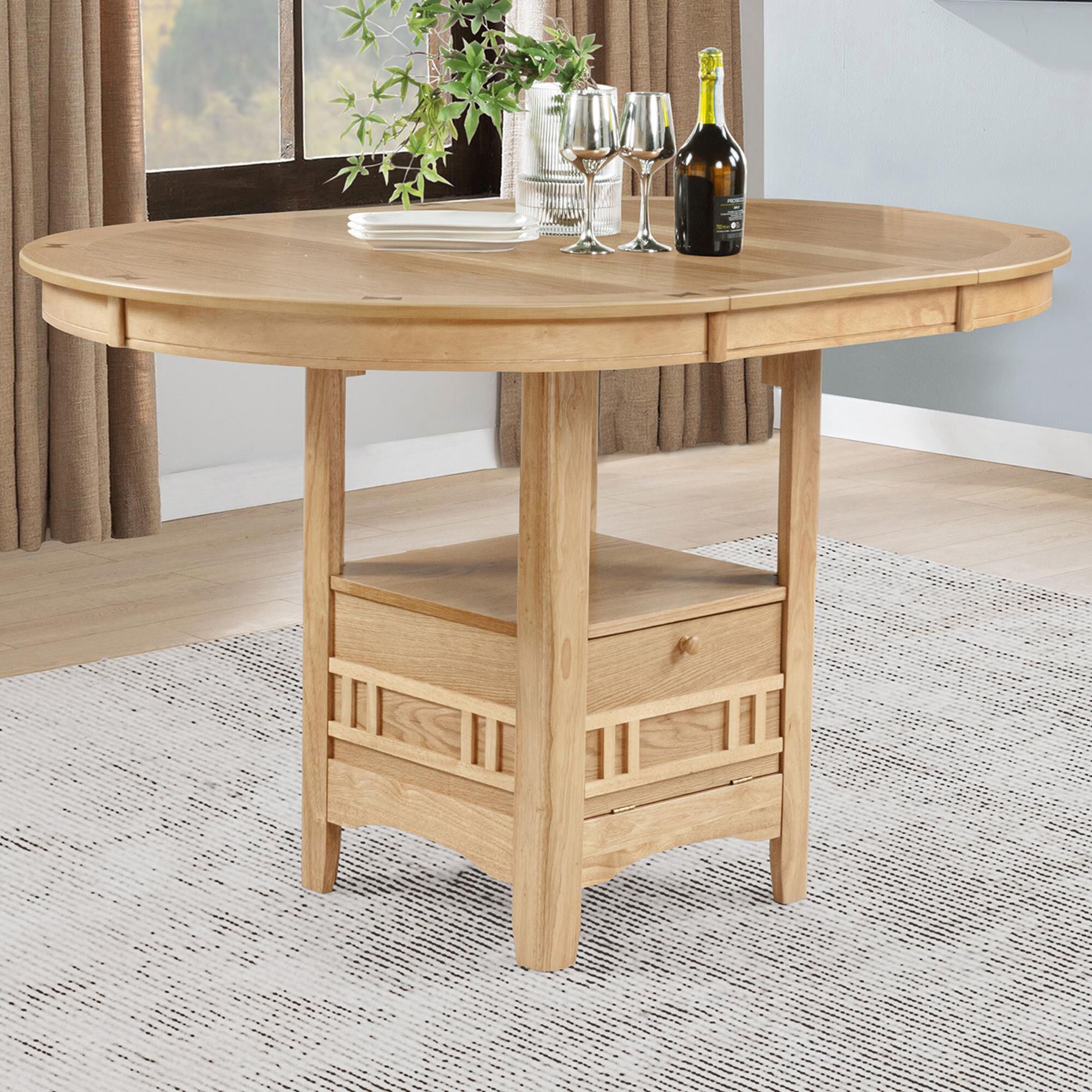 Coaster Lavon Extendable Counter Height Dining Table in Light Oak