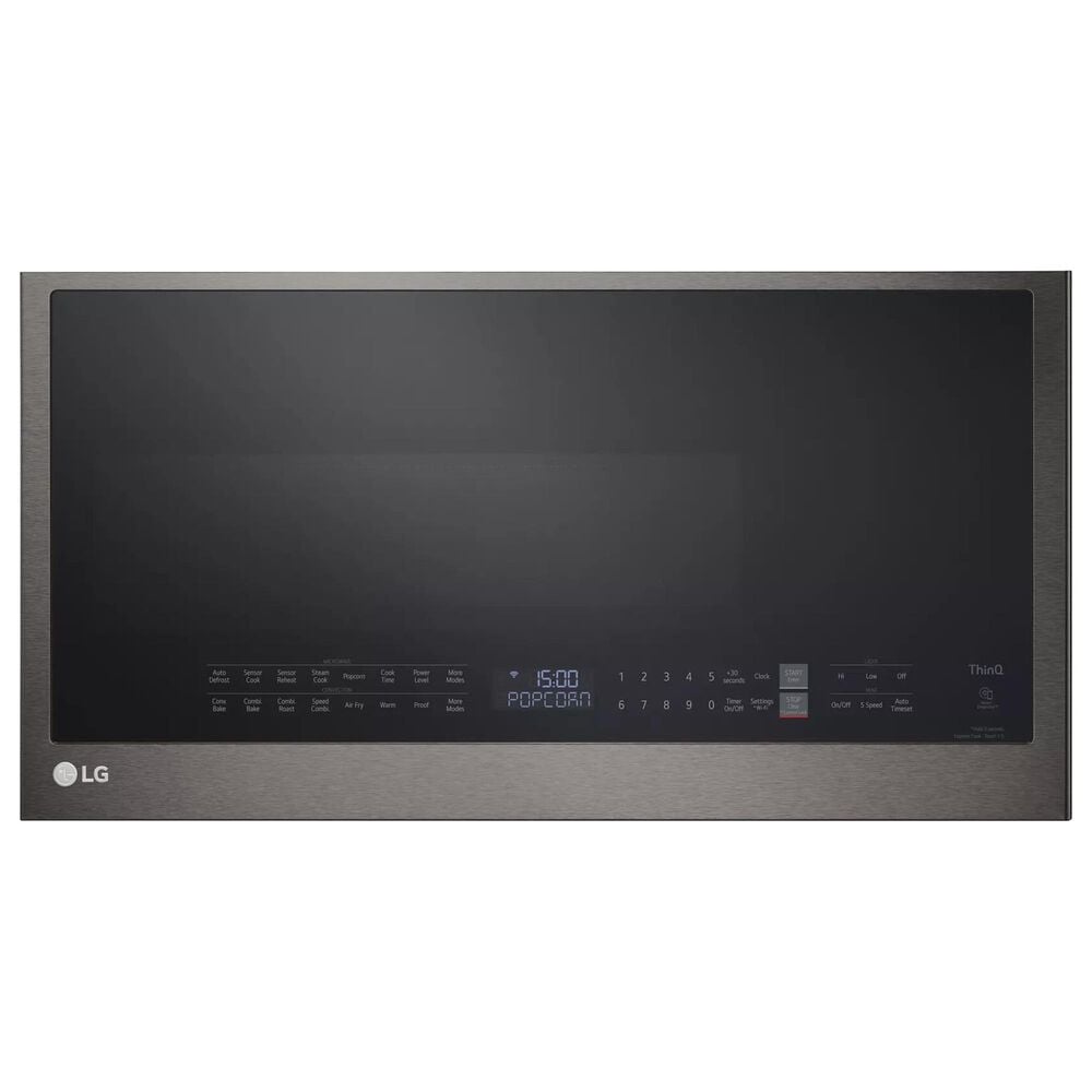 LG 2-Piece Kitchen Package with 6.3 Cu. Ft. Slide-In Electric Range and 1.7 Cu. Ft. Over-The-Range Microwave in Black Stainless Steel, , large