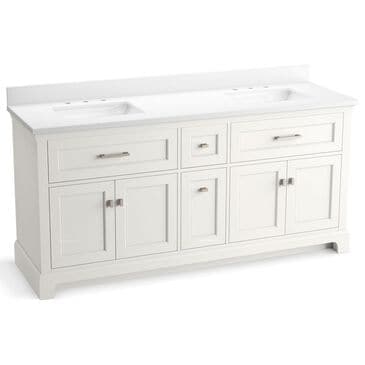 Kohler Charlemont 72" Double Bathroom Vanity in White with 3 cm White Quartz Top and Rectangular Sinks, , large