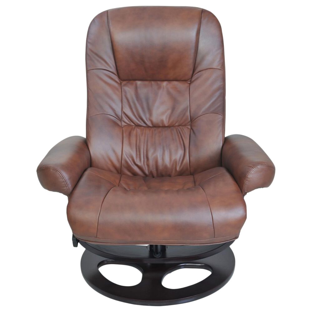 Barcalounger Jacque Pedestal Recliner and Ottoman in Whiskey, , large