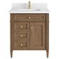 James Martin Brittany 30" Single Bathroom Vanity in Pecan with Single Hole 3 cm White Zeus Silestone Top and Rectangular Sink, , large