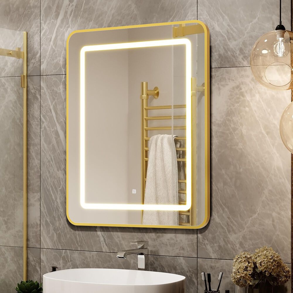 HOMLUX 20" x 30" Bathroom Medicine Cabinet with Mirror in Gold, , large