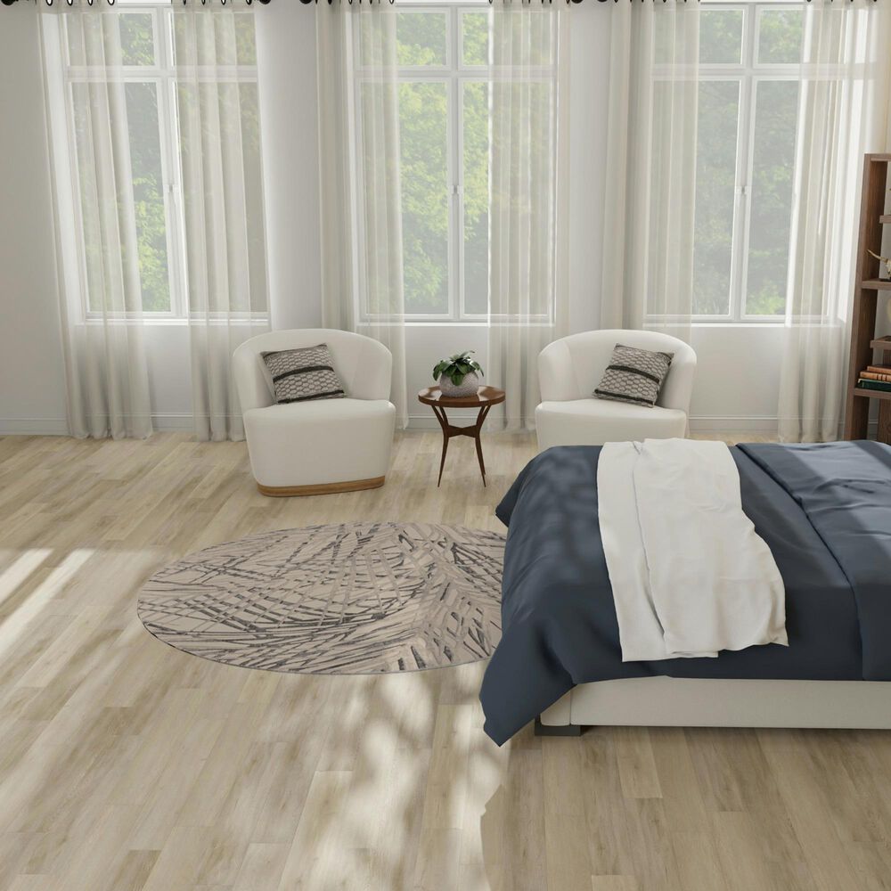 Nourison Rustic Textures Ivory and Grey 7&#39;10&quot; Round Area Rug, , large