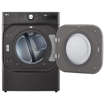LG 9 Cu. Ft. Smart Wi-Fi Enabled Front Load Electric Dryer with TurboSteam in Black Steel, , large