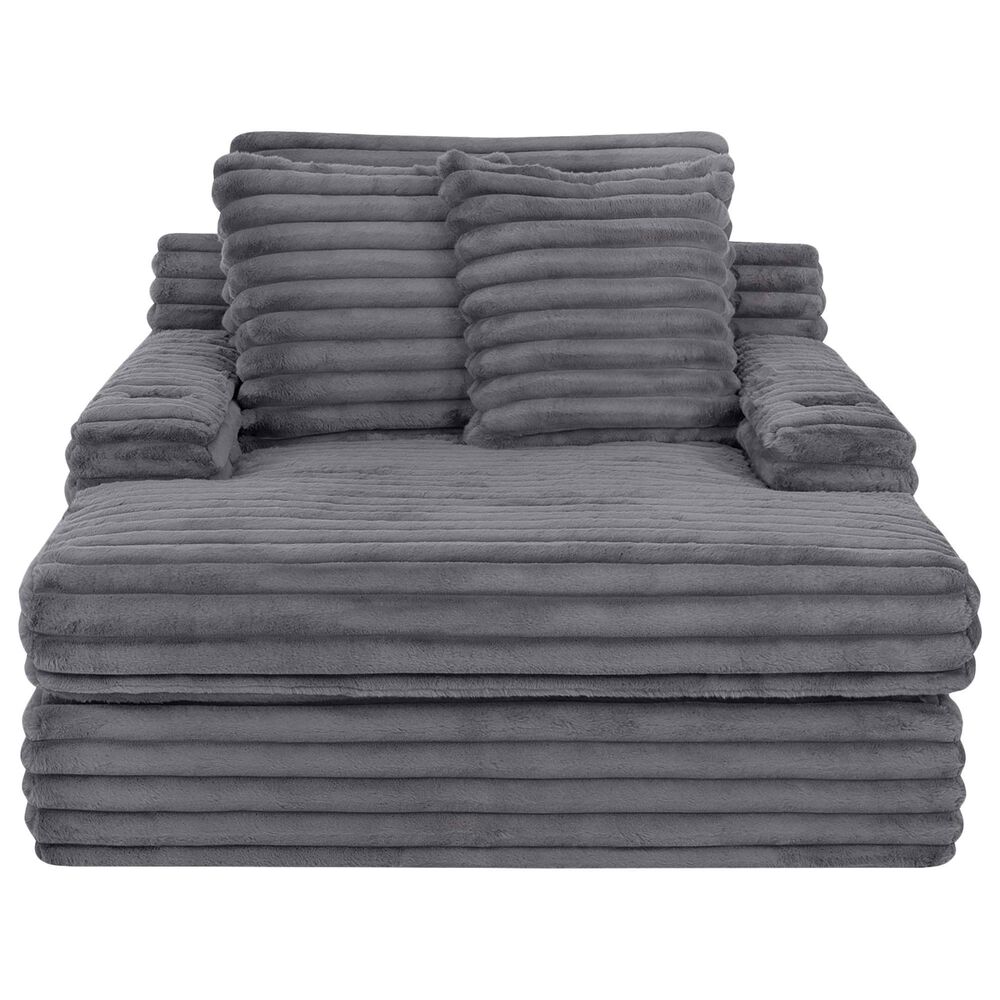 Moore Furniture Bellini Chaise Lounger with Cupholders in Cloud Dark Gray, , large