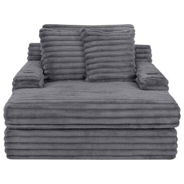 Moore Furniture Bellini Chaise Lounger with Cupholders in Cloud Dark Gray, , large