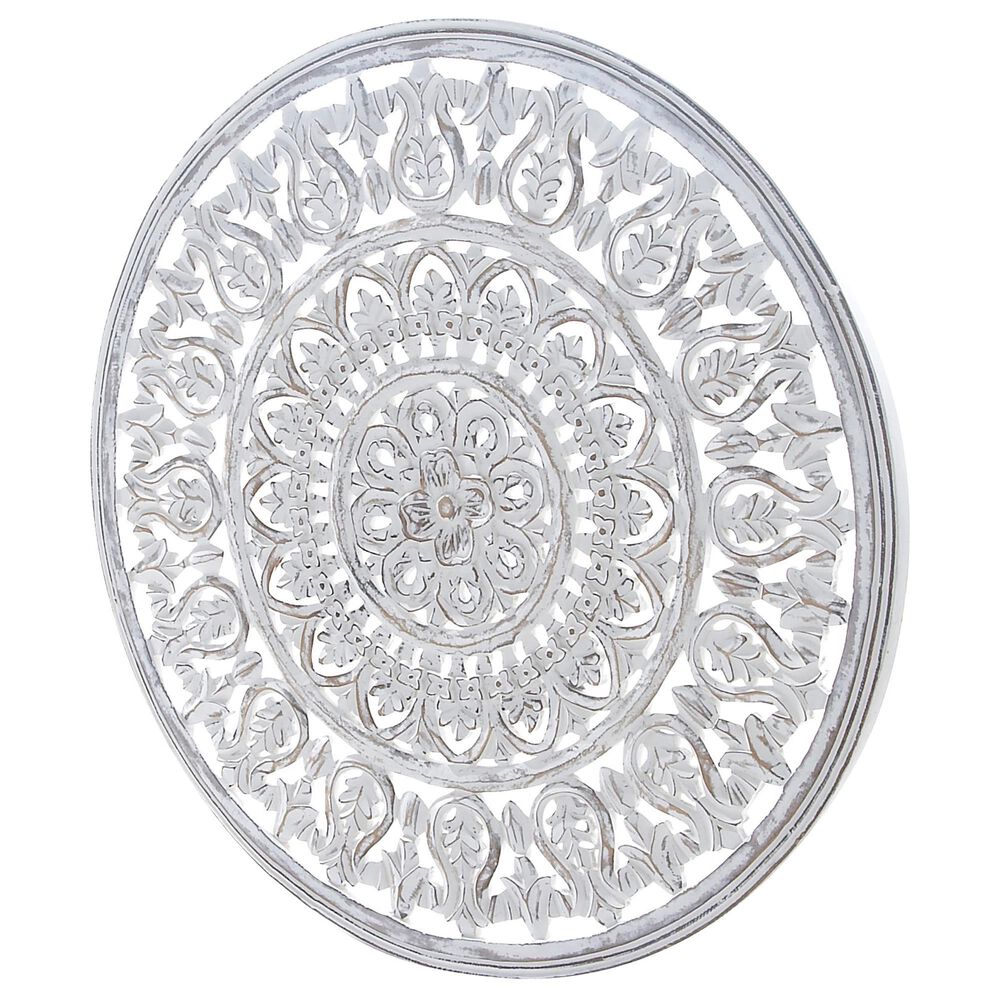 Maple and Jade 36&quot; x 36&quot; Flowers Wall Decor in Distressed White, , large