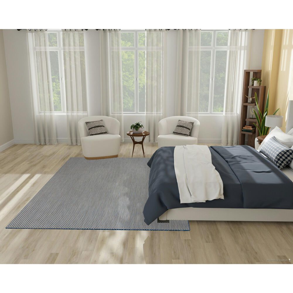 Nourison Courtyard Ivory and Blue 6&#39; x 9&#39; Indoor/Outdoor Area Rug, , large