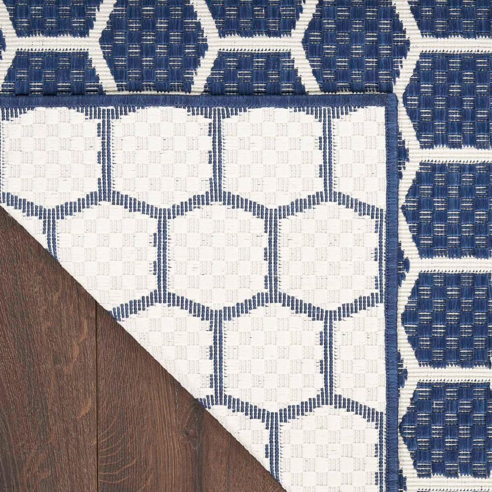 Nourison Twist Reversible 2&#39;2&quot; x 10&#39; Navy Indoor/Outdoor Runner, , large