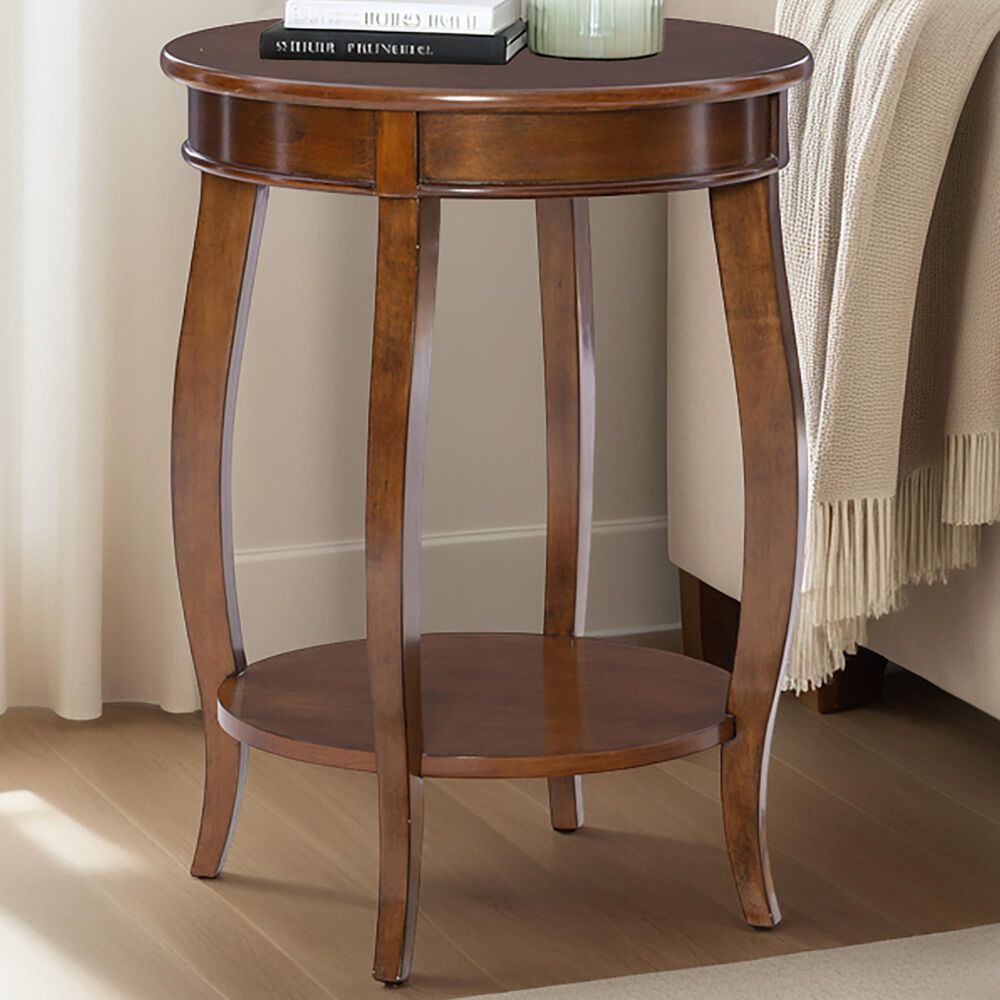 Linon Home Decor Rainbow Round Side Table in Hazelnut, , large