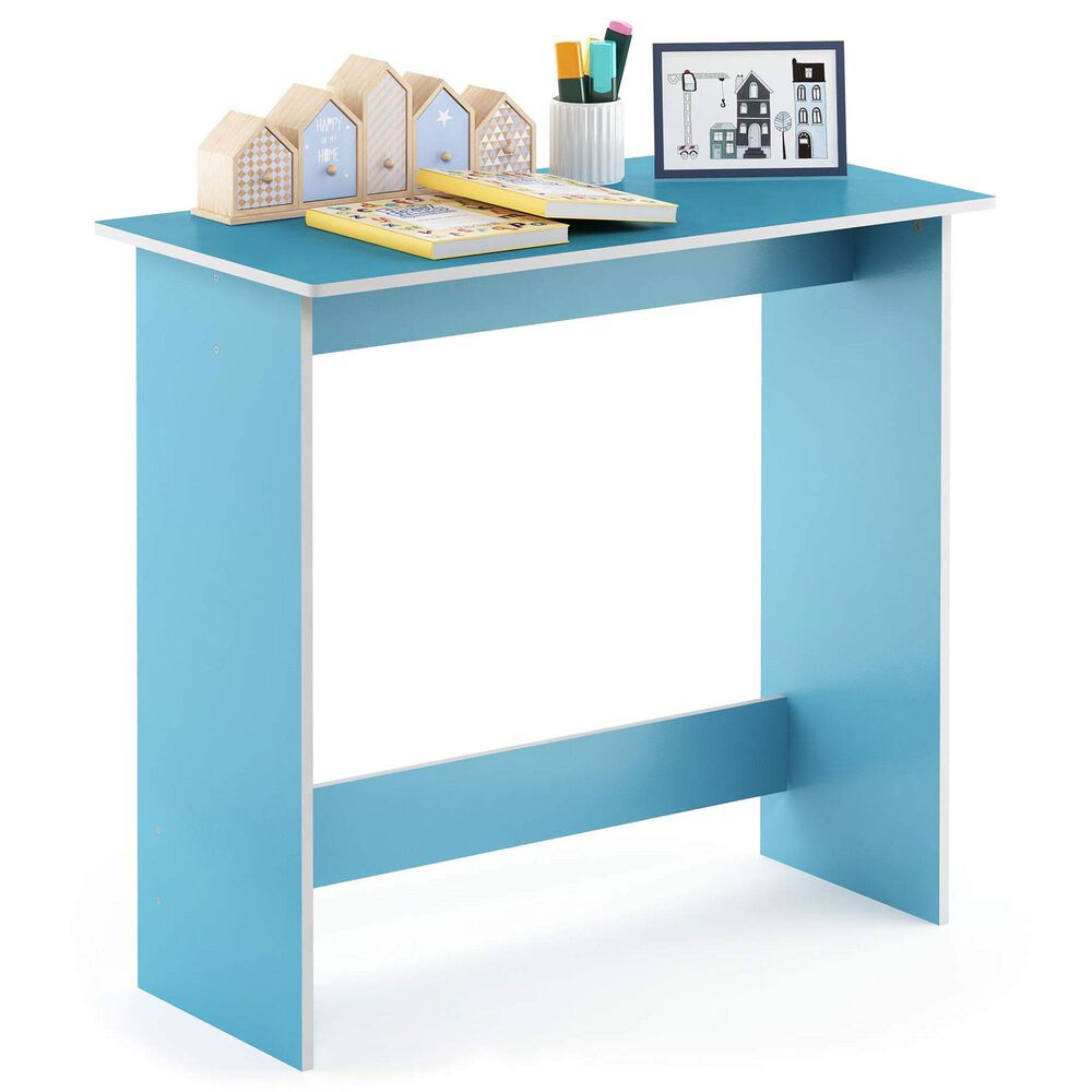 HOMLUX Modern Computer Desk in Light Blue and White, , large